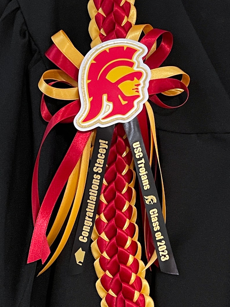 2024 Custom Graduation Lei for High school or College Grad custom school logo & colors Personalized lei, USC, UCLA, UC Irvine image 6