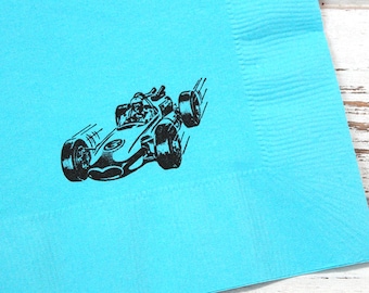 Race Car Party Napkins - Set of 25 - 3 ply, 1/4 fold Luncheon napkins