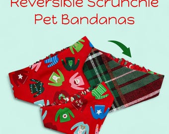 Pañuelo navideño para perros - Diseños reversibles - Sin nudos - Fácil de poner y quitar