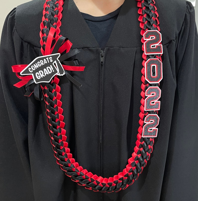 Custom color Graduation Leis - Double Braided Ribbon Lei - Class of 2023 - Satin ribbon leis - Graduate Gifts 