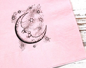 Man in the Moon Party Napkins - Set of 25 - 3 ply, 1/4 fold Luncheon napkins - Love you to the Moon and back