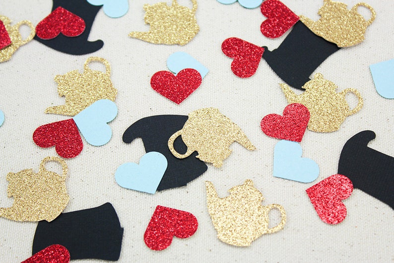 Mad Hatters Tea Party Glitter Confetti 70 pieces Alice in Wonderland inspired, Table confetti, Party Decorations image 3