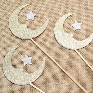 Moon and Star Centerpiece Sticks - Set of 3 -  Love you to the moon and back, baby shower, birthdays