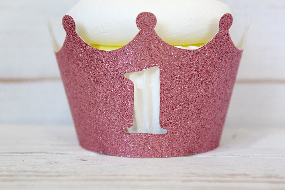 Princess Crown Cupcake Wrappers Set of 6 1st Birthday Etsy