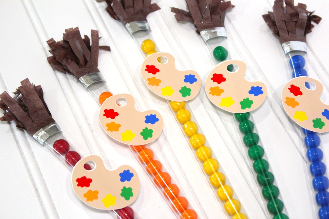 Paint Brush Candy Favors Set of 10 Art Party Favors, Paint Palette