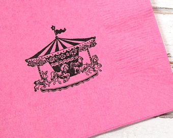 Carousel Party Napkins - Set of 25 - 3 ply, 1/4 fold Luncheon napkins