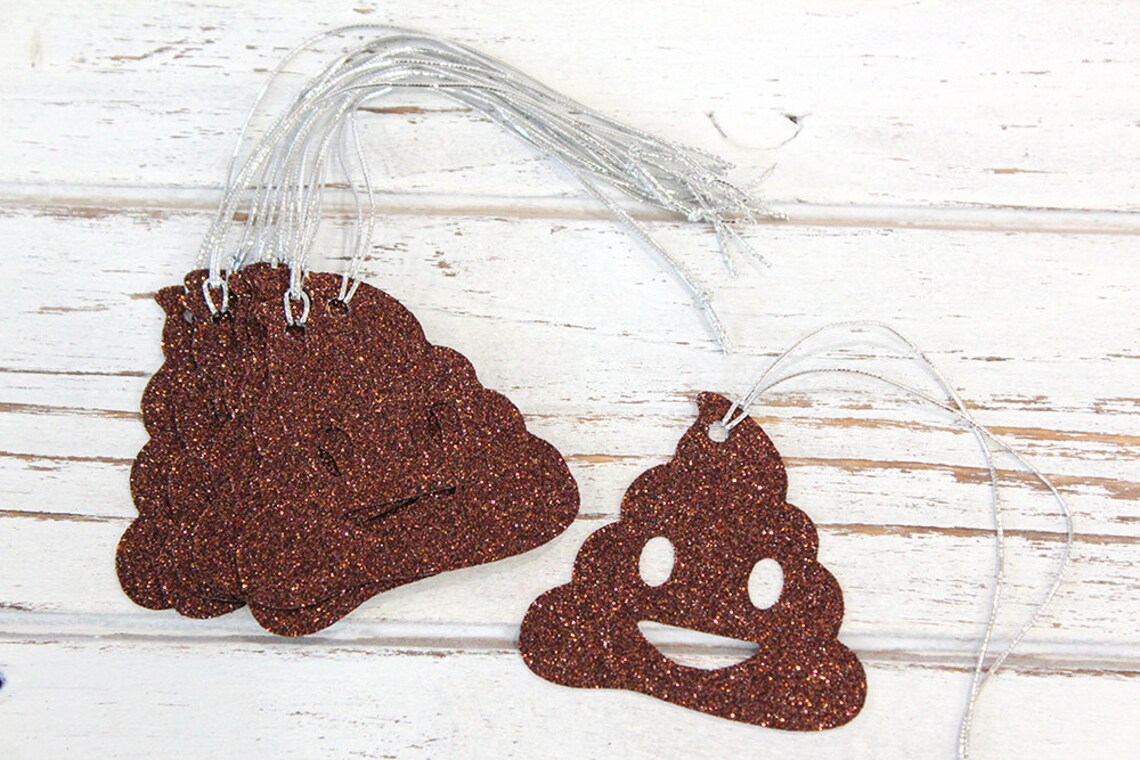 Poop Emoji Gift Tags Set of 10 Glitter Gift Tags Etsy