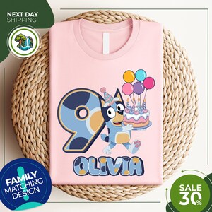 Custom Bluey Birthday Shirt | Gift For Kids | Bluey Bingo Shirt | Boy Girl Birthday Tshirt | Personalized Blue Birthday Shirt | Funny Tee