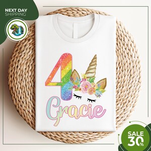 Personalised Unicorn Birthday T-Shirt | Any Name Any Age Rainbow FANDANGO