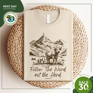Follow The Word Not The Herd Shirt | Isaiah 8:11-13 Shirt | Bible Verse Shirt | Christian Country Gift | Western Cowboy Tees