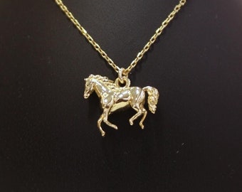 14k Gold Horse Necklace, 14k Solid Gold Pendant, Unique Horse Jewelry, Minimalist Gold Necklace, Dainty Necklace for Women, 14k Gold Jewelry