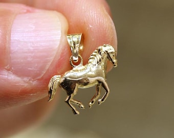 14k Gold Horse Pendant, 14k Solid Gold Necklace, Unique Horse Jewelry, Minimalist Gold Necklace, Dainty Necklace for Women, 14k Gold Jewelry