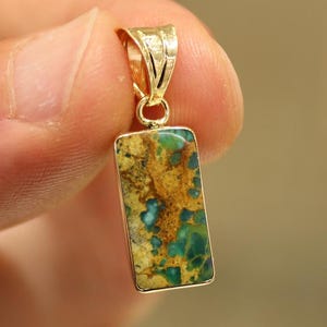 14K Gold Turquoise Pendant, Natural Turquoise Pendant, 14k Turquoise Necklace, Minimalist Turquoise Necklace, Jewelry, Handmade Turquoise