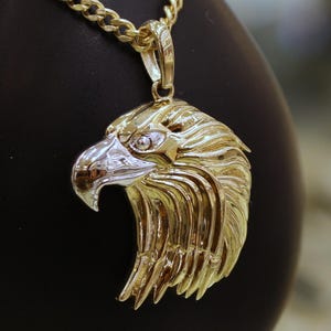 14K Gold Eagle Pendant, 14K Eagle Gold Necklace, Eagle Head Pendant, Gift for Him, Necklace for Women, Animal Jewelry, Mens Gold Pendant
