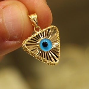 14k Gold Evil Eye Pendant, 14k Gold Evil Eye Protection Necklace, Evil Eye Pendant, Gold Pendant , Gift for Her, Blue Eye Charm, Jewelry