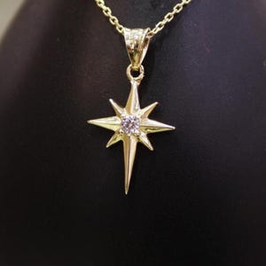 14k Gold North Star Necklace, Polaris Pendant, Pole Star Necklace, Gift for Her, Unique Gift, Northstar Charm, 14k Gold Pendant, Jewelry