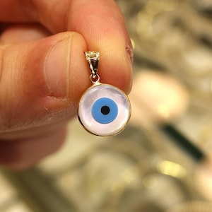 14k Gold Evil Eye Pendant, 14k Gold Evil Eye Protection Necklace, Gold Pendant, Minimalist Necklace, Gift for Her, Blue Eye Charm, Jewelry