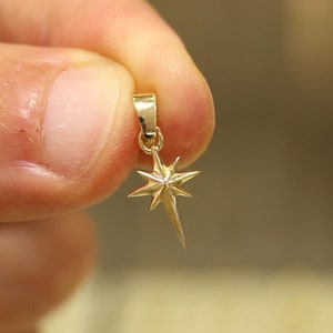 14k Gold North Star Pendant, Polaris Pendant, Pole Star Necklace, Gift for Her, Unique Gift, Northstar Charm, 14k Gold Pendant, Gold Jewelry