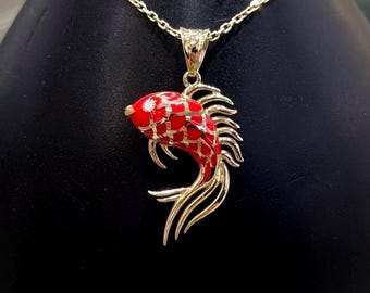 14k Gold Fish Pendant, Pisces Gift, 14k Fish Necklace, Animal Gold Necklace, Fish Charm, 14k Gold Jewelry, Gift For Her, 14k Gold Necklace