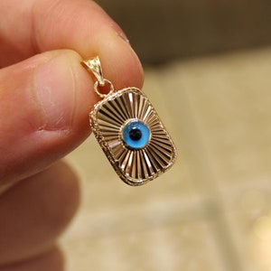 14k Gold Evil Eye Pendant, 14k Gold Evil Eye Protection Necklace, Evil Eye Pendant, Gold Pendant , Gift for Her, Blue Eye Charm, Jewelry