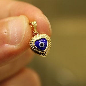 14k Gold Evil Eye Pendant, 14k Gold Evil Eye Protection Necklace, Gold Pendant, Minimalist Necklace, Gift for Her, Blue Eye Charm, Jewelry