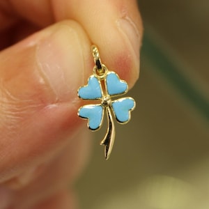 14K Solid Gold Four Leaf Clover Charm Pendant, Lucky Clover Necklace, Symbol of Good Fortune, 14k Gold Jewelry, Lucky Gift Jewelry, Necklace