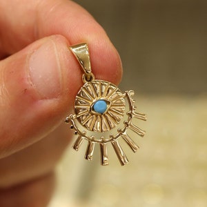 14k Gold Evil Eye Pendant, 14k Gold Evil Eye Protection Necklace, Gold Pendant, Minimalist Necklace, Gift for Her, Blue Eye Charm, Jewelry