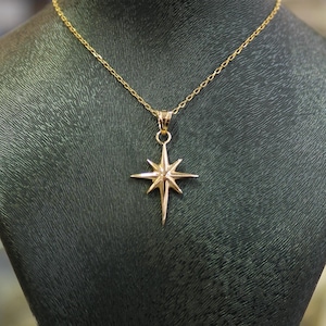 14k Gold North Star Necklace, Polaris Pendant, Pole Star Necklace, Gift for Her, Unique Gift, Northstar Charm, 14k Gold Pendant, Jewelry