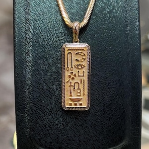 14K Gold Ägypten Kartusche Anhänger, Goldkette im ägyptischen Stil, Schmuck für Frauen, alte ägyptische Schriftkette, ägyptische Symbole Charme