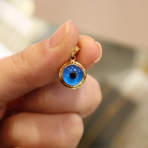 14k Gold Evil Eye Pendant, 14k Gold Evil Eye Protection Necklace, Gold Pendant, Minimalist Necklace, Gift for Her, Blue Eye Charm, Jewelry