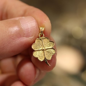 14K Solid Gold Four Leaf Clover Charm Pendant, Lucky Clover Necklace, Symbol of Good Fortune, 14k Gold Jewelry, Lucky Gift Jewelry, Necklace