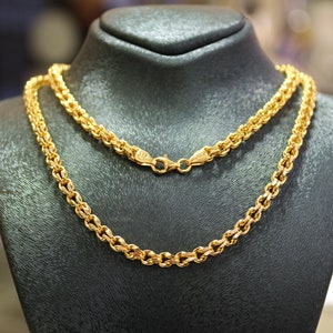 22K Pure Gold Chain Necklace, 3.70mm Gold Chain, Jewelry for Women, 22K Pure Gold Chain Gold Necklace, Chain for Men, 22K Gold Gift for Her