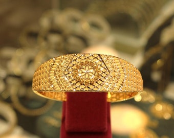 14k Gold Bangle Bracelet, Gold Stacking Bracelet, 6MM Dorica Cuff Bracelet, Elegant Design for Women, Gift For Her, Gold Bangle Bracelet