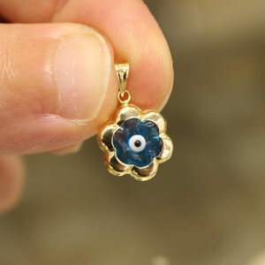 14k Gold Evil Eye Pendant, 14k Gold Evil Eye Protection Necklace, Gold Pendant, Minimalist Necklace, Gift for Her, Blue Eye Charm, Jewelry