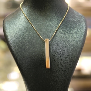 14k Gold Bar Necklace, Vertical Bar Necklace, 3D Gold Bar Necklace, Gift For Her, 14k Gold Jewelry, Jewelry For Women, Gold Bar Necklace