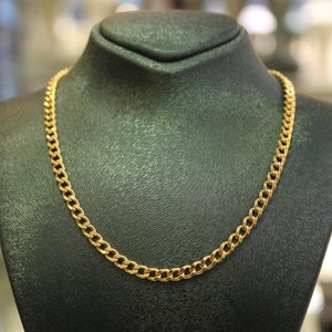 14k Gold Curb Chain Necklace, 14k Miami Cuban, 3.65mm 14k Solid Gold Curb Cuban Chain, 14k Gold Chain, 14k Gold Jewelry, Cuban Link Chain