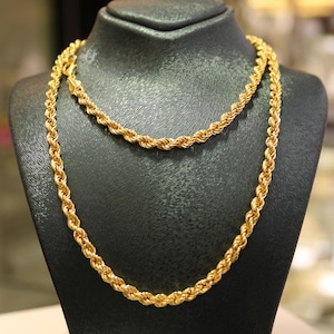 22K Gold Rope Chain Necklace, 3.80 mm Gold Chain, Jewelry for Men, Rope Chain Gold Necklace, Women Chain, 22k Gold Jewelry, Unisex Chain