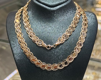 14K Gold Mirror Chain Necklace, 7.80 mm Chain Necklace, Luxury 14K Gold Chain Jewelry, Women Chain, 14k Gold Jewelry, 14k Pure Gold Chain
