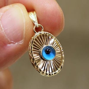 14k Gold Evil Eye Pendant, 14k Gold Evil Eye Protection Necklace, Evil Eye Pendant, Gold Pendant , Gift for Her, Blue Eye Charm, Jewelry