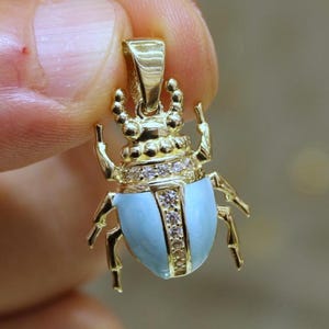 14K Gold Scarab Pendant, Egyptian Scarab, Beetle Pendant, Gold Jewelry, Necklace for Women, Animal Jewelry, Egyptian Jewelry, Gift for Her