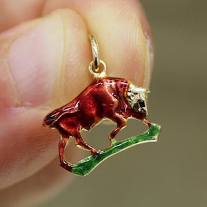 14k Gold Bull Pendant, 14k Bull Necklace, Animal Gold Necklace, Bull Charm, Gold Jewelry, Gift For Her, Taurus Zodiac Pendant, Taurus Gift