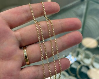 14K Gold Cable Chain Necklace, 2 mm Box Link Chain, Gift for Her, 14K Gold Necklace, Unisex  Chain, Dainty Gold Chain, 14K Classic Cable