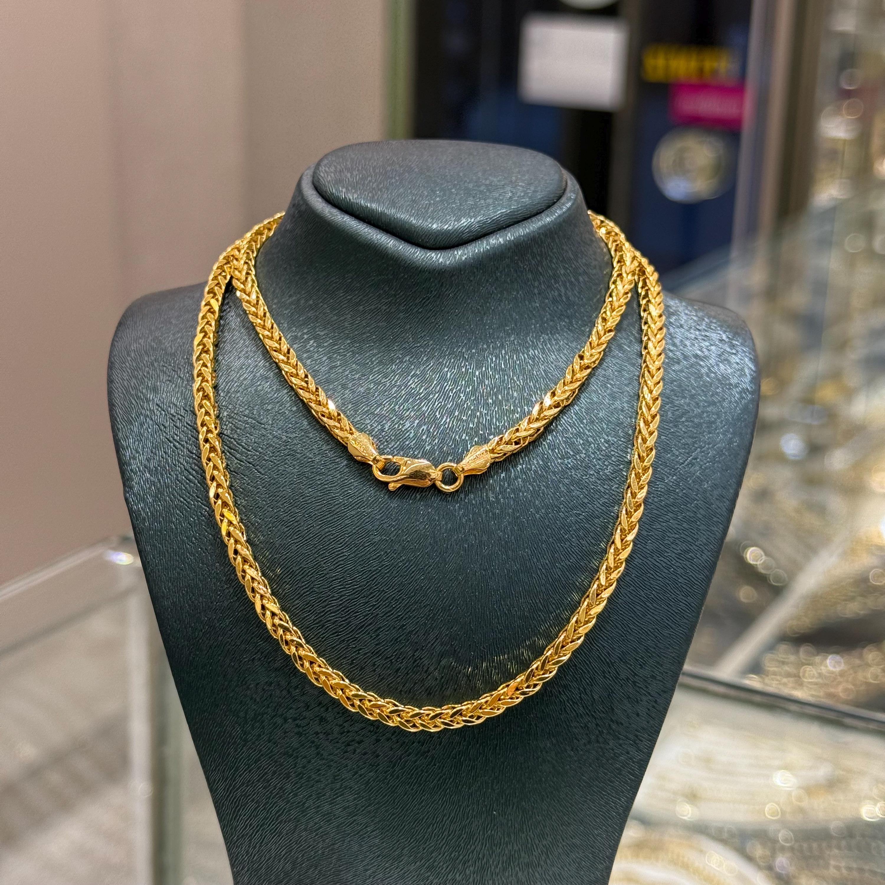 14k Gold Foxtail Chain Necklace, 3.20mm, Gold Chain, Jewelry for