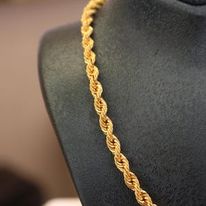 22K Gold Rope Chain Necklace, 4.30mm, Gold Chain, Jewelry for Men, Rope ...