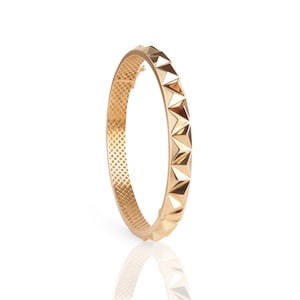 14k Gold Bangle Bracelet, Gold Stacking Bracelet, 6.5MM Gold Bangle, Stacking Engraved Bangle, Gift For Her, Simple Gold Bangle Bracelet