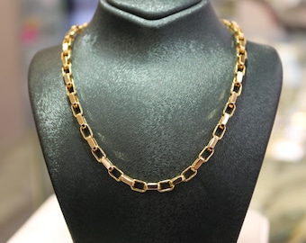 14K Gold Box Chain Necklace, 4mm Box Link Chian, Gift for Her,  14k Gold Jewelry, Women’s Gold Chain, Chain Link Necklace for Men and Women