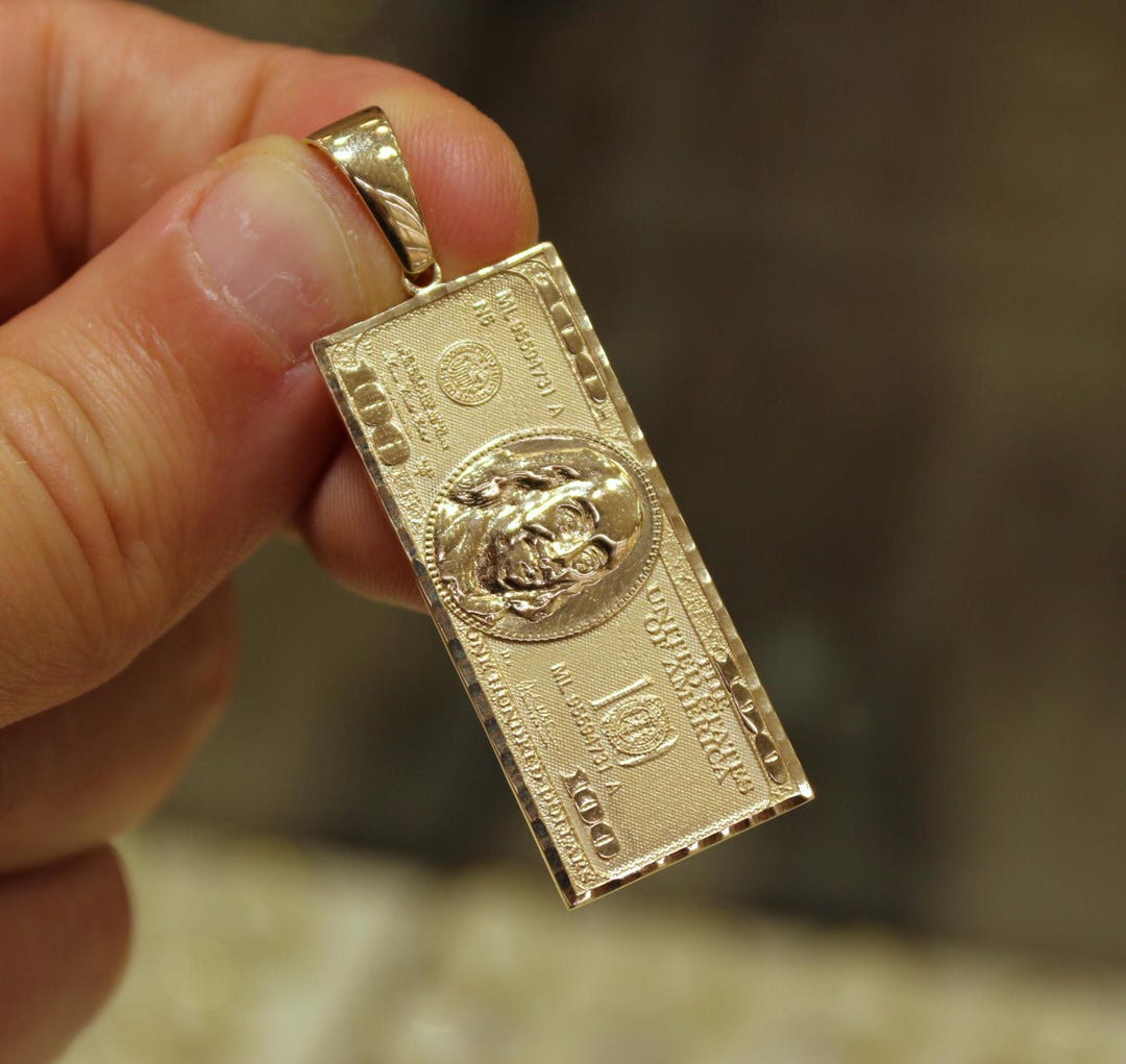 SUPREME 100 Dollar Bill ネックレストップ　14k 14k 100 Dollar Bill Pendant Supreme 100 Dollar Bill Gold Necklace