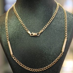 14k Gold Curb Chain Necklace, 14k Miami Cuban, 2.30mm 14k Solid Gold Curb Cuban Chain, 14k Gold Chain, 14k Gold Jewelry, Cuban Link Chain