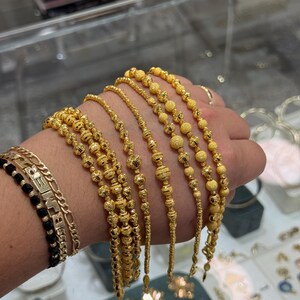 Pulsera de oro macizo de 22 quilates con cuentas dóricas de 3 mm, pulsera de oro de 22 quilates, pulsera para mujer, joyería de oro de 22 quilates, regalo para ella, pulsera con diseño personalizado imagen 11