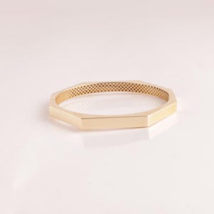 14k Gold Bangle Bracelet, Gold Stacking Bracelet, 5MM Gold Bangle, Stacking Engraved Bangle, Gift For Her, Simple Gold Bangle Bracelet